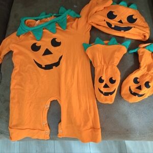 Orange Pumpkin Baby Costume Set